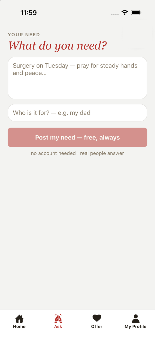 Ask screen in the need color