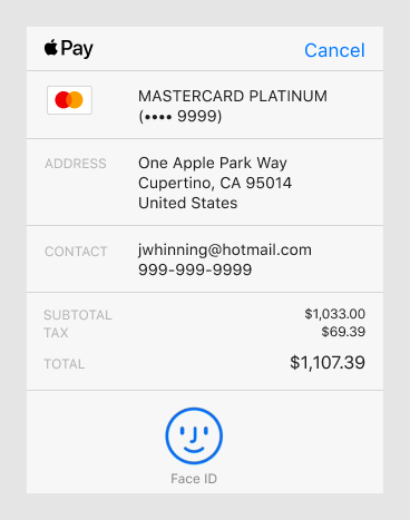 Apple Pay payment sheet