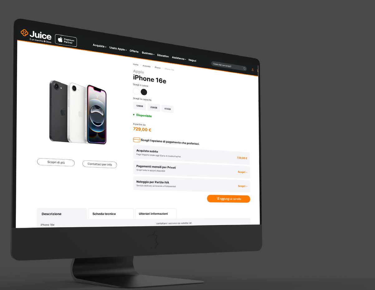 Juice partner site product page on desktop, March 2025