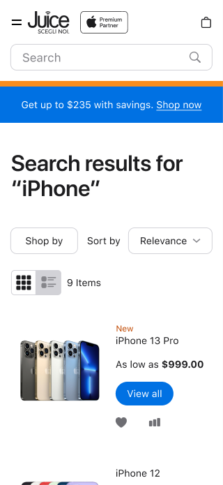 Search results, list