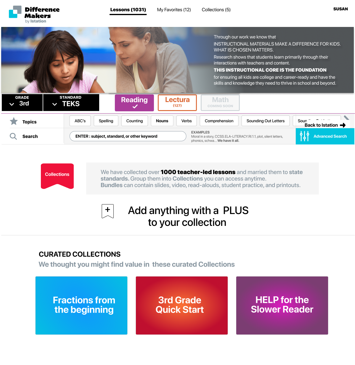Difference Makers by Istation — 0-1 mockup of the post-wizard splash for a new teacher-lesson product