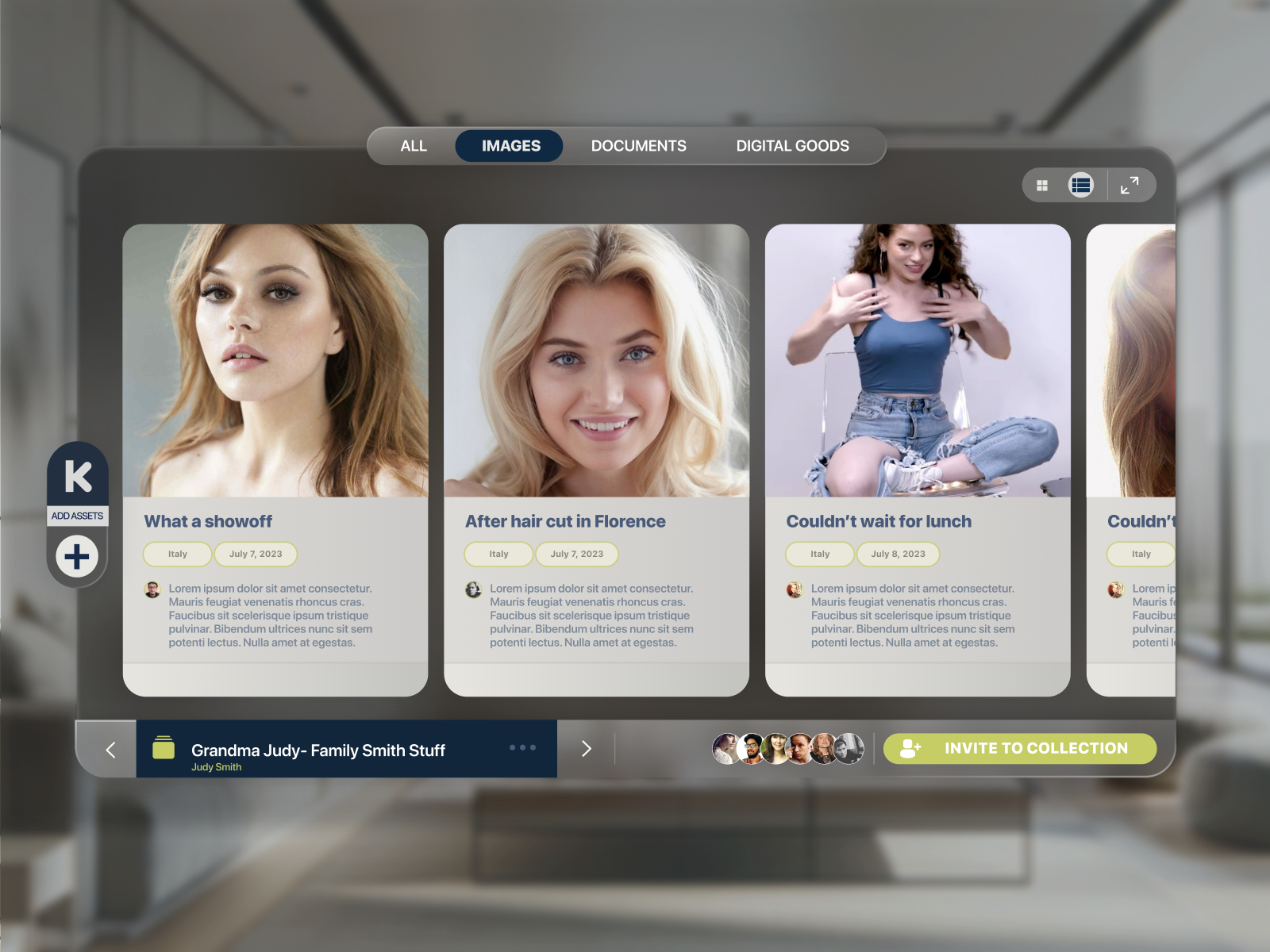 Keepsi — Asset cards grid view